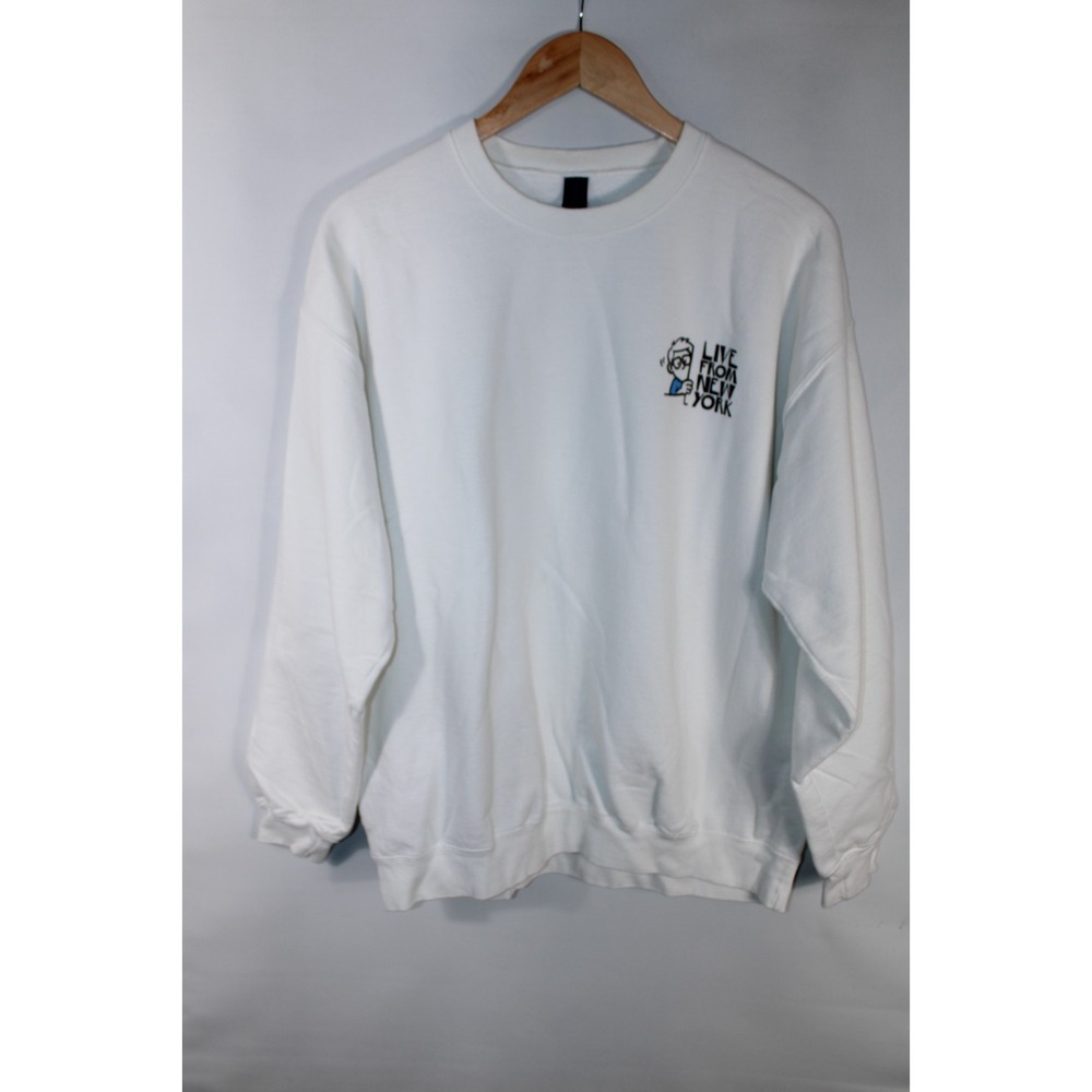 SNL Unisex Large White Crew Neck Live From New York Impact Print Sweatshirt